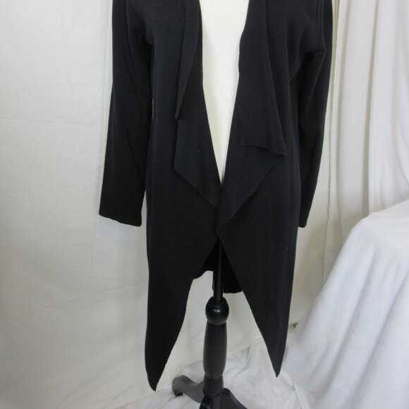 Vince Camuto Cardigan Open Front Drape Black Shawl Collar Size Medium - Picture 2 of 7
